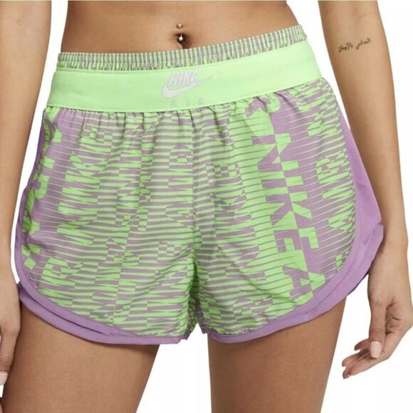 Nike Air Tempo Women's Lime Glow Running Shorts Sports Training Size Small - Picture 1 of 8